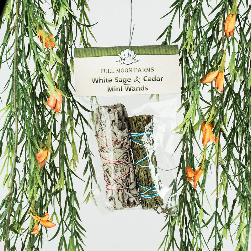 White Sage & Cedar Mini Wand Incense Full Moon Farms