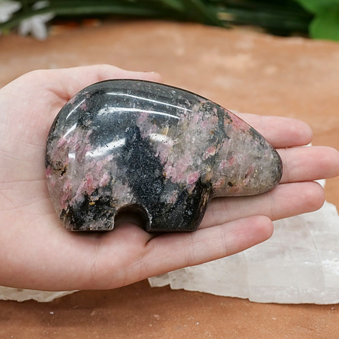 Rhodonite Bear Crystal Carvings Aries