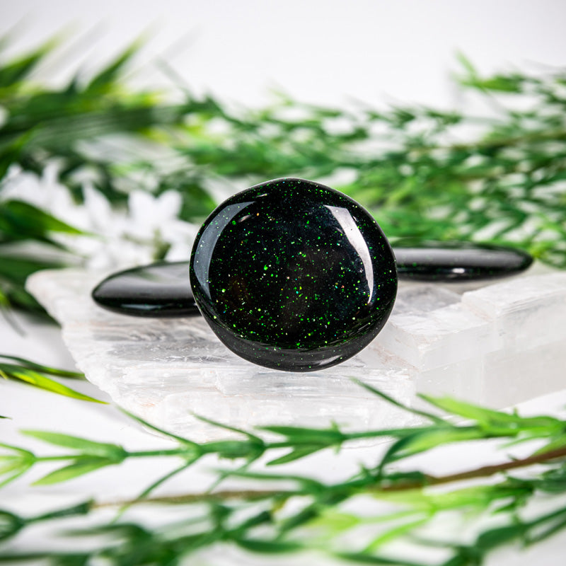 Green Goldstone Palm Stone Crystal Palm Stones Crystal Magic