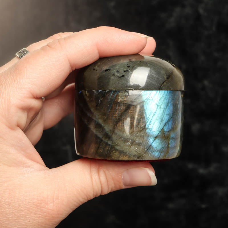 Labradorite Rounded Keepsake Box Crystal Carvings Crystal Magic
