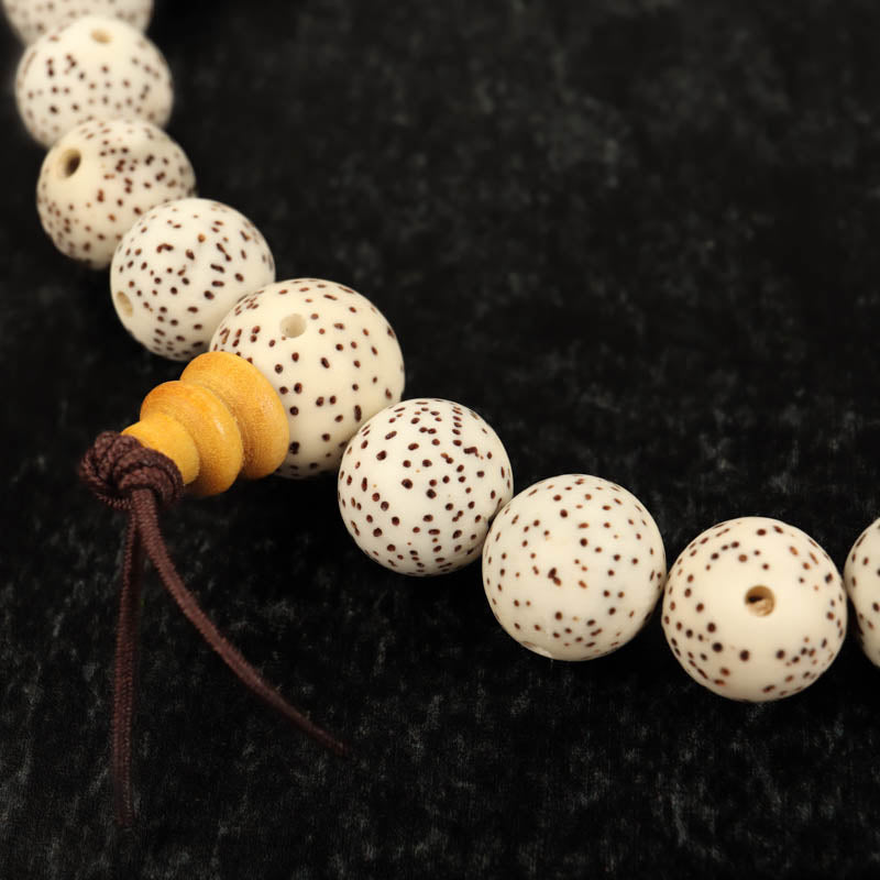 White Lotus Seed Wrist Mala Jewelry: Mala Namu Baru