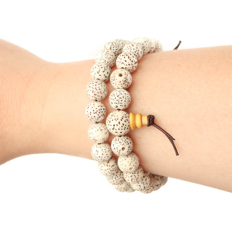 White Lotus Seed Wrist Mala Jewelry: Mala Namu Baru