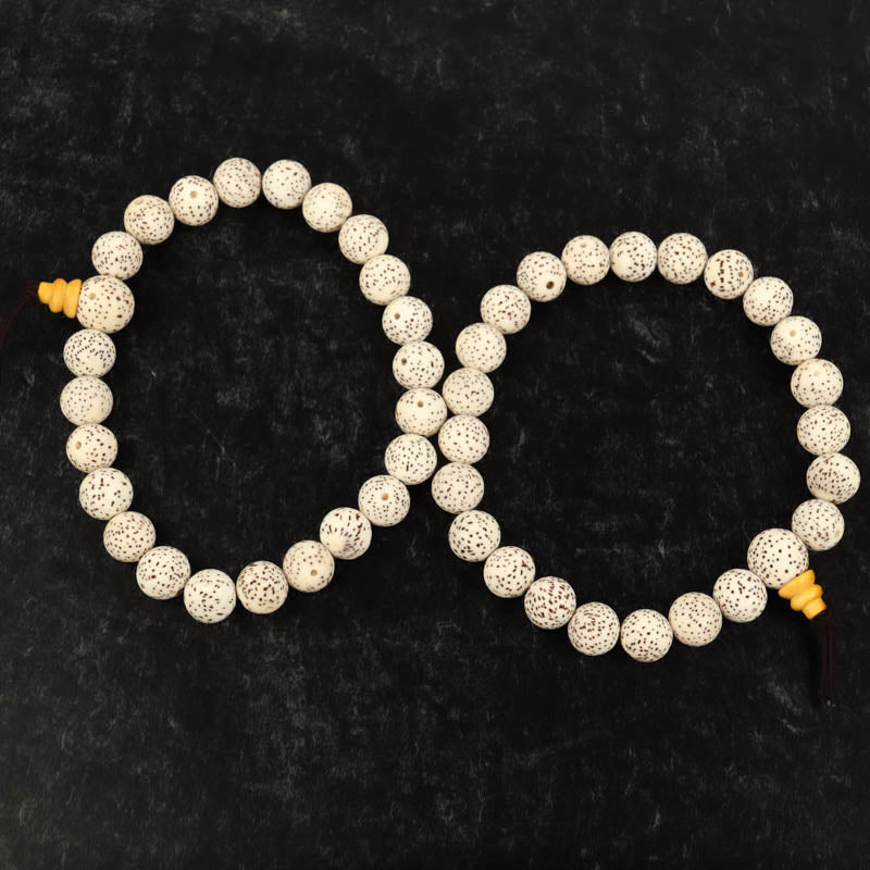 White Lotus Seed Wrist Mala Jewelry: Mala Namu Baru