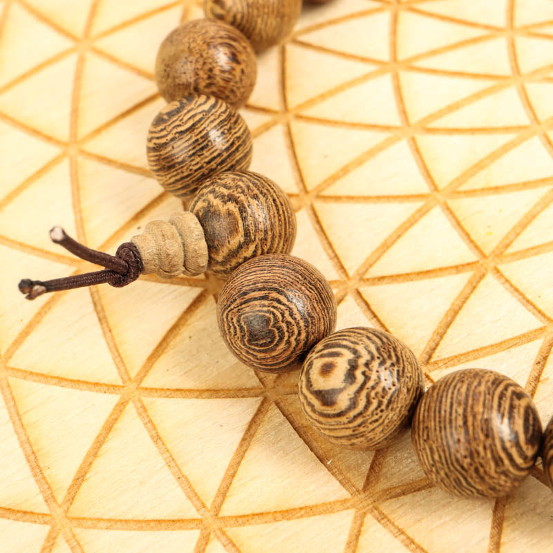 Phoenix Tail Wood Wrist Mala Jewelry: Mala Namu Baru