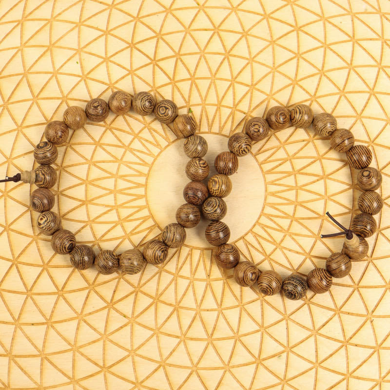 Phoenix Tail Wood Wrist Mala Jewelry: Mala Namu Baru 