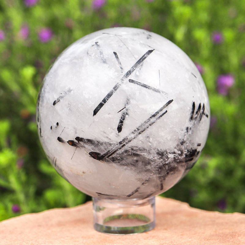 Tourmalinated Quartz Sphere