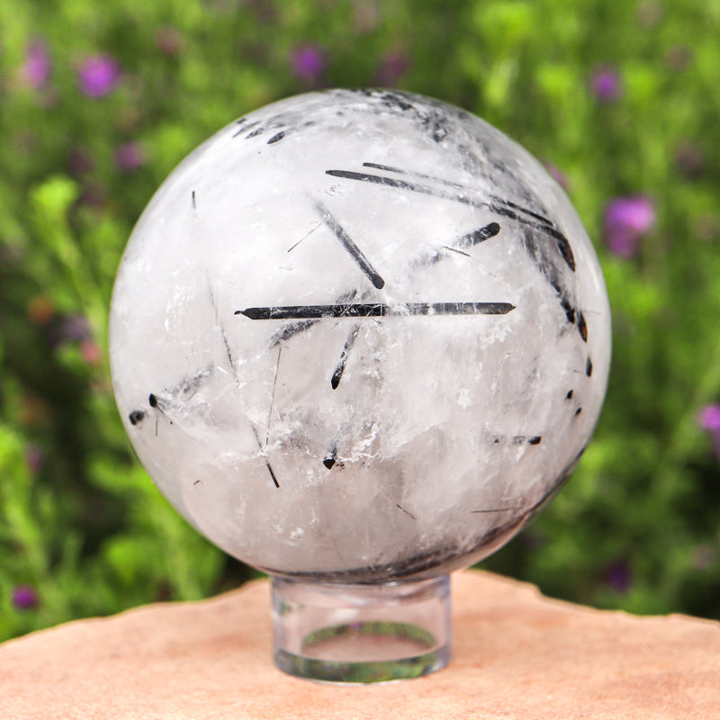 Tourmalinated Quartz Sphere