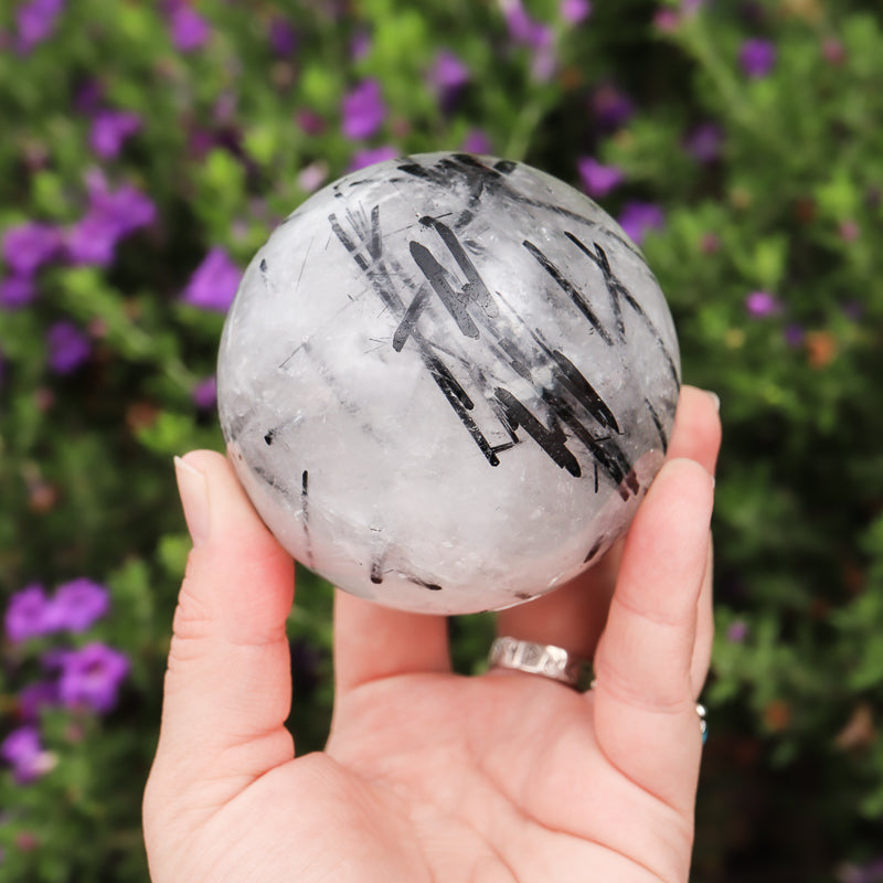 Tourmalinated Quartz Sphere