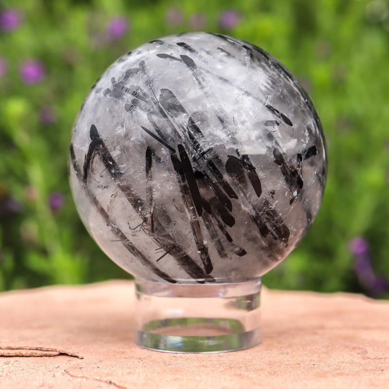 Tourmalinated Quartz Sphere