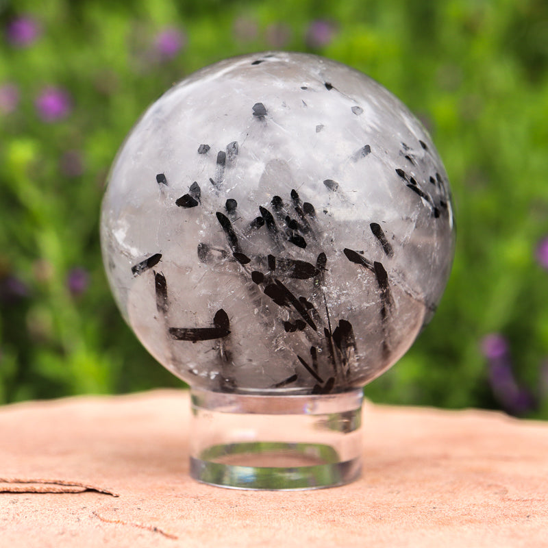Tourmalinated Quartz Sphere