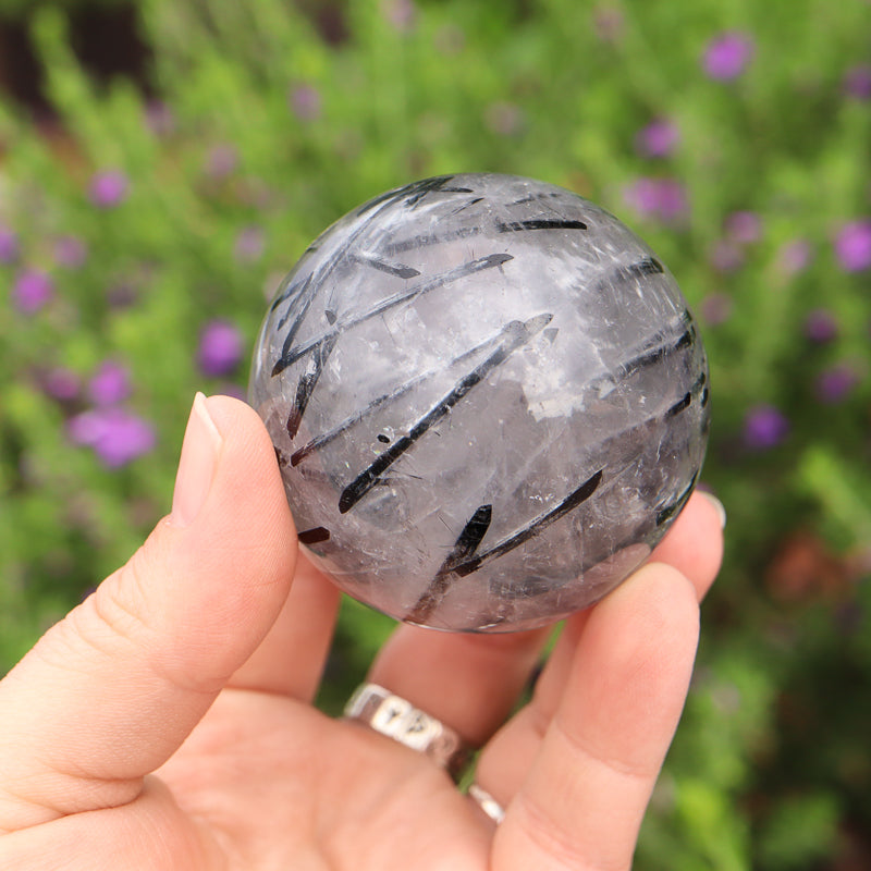 Tourmalinated Quartz Sphere