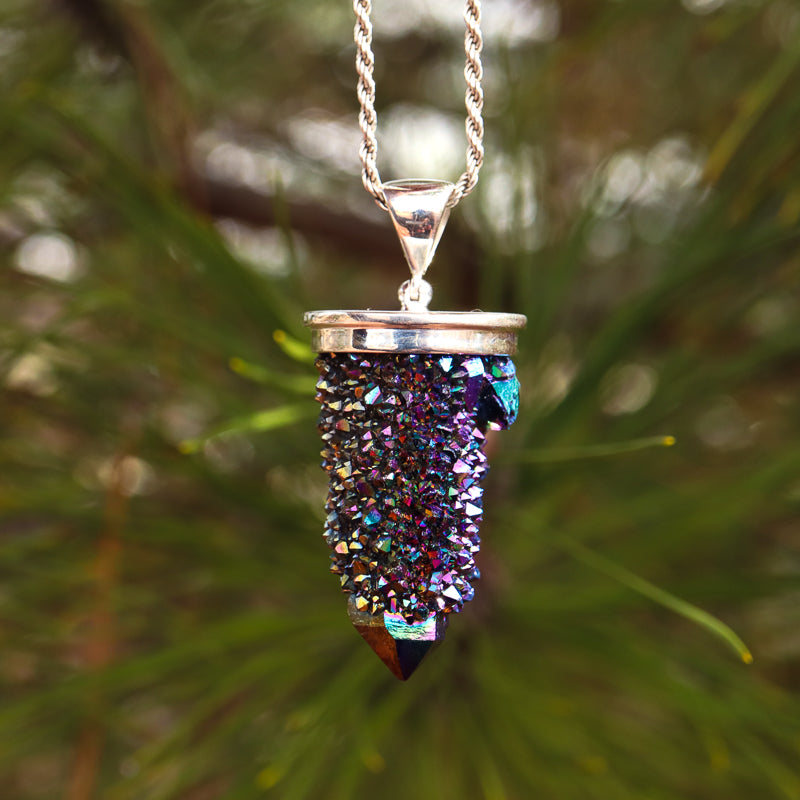 Rainbow Aura Quartz Pendant