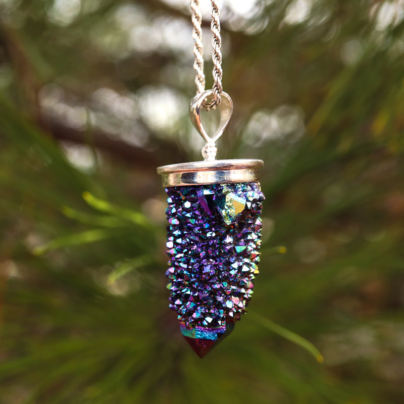Rainbow Aura Quartz Pendant