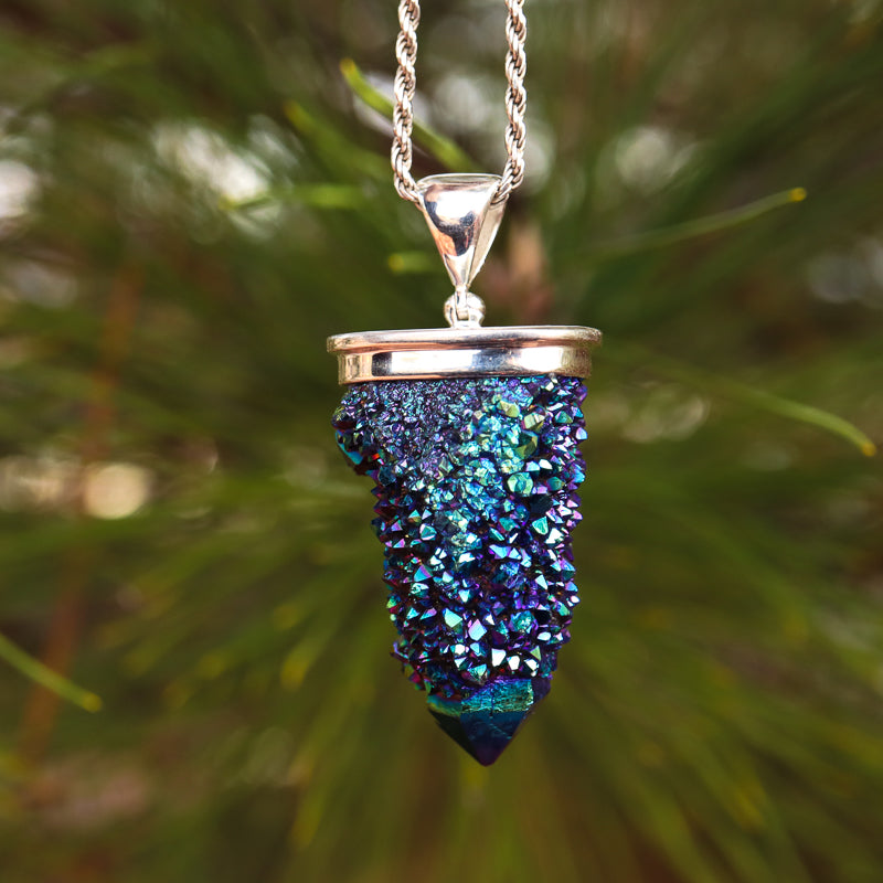 Rainbow Aura Quartz Pendant