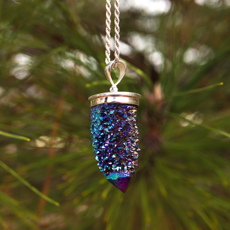 Rainbow Aura Quartz Pendant