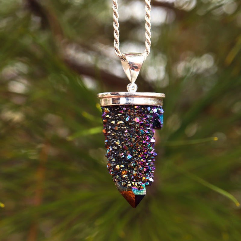 Rainbow Aura Quartz Pendant