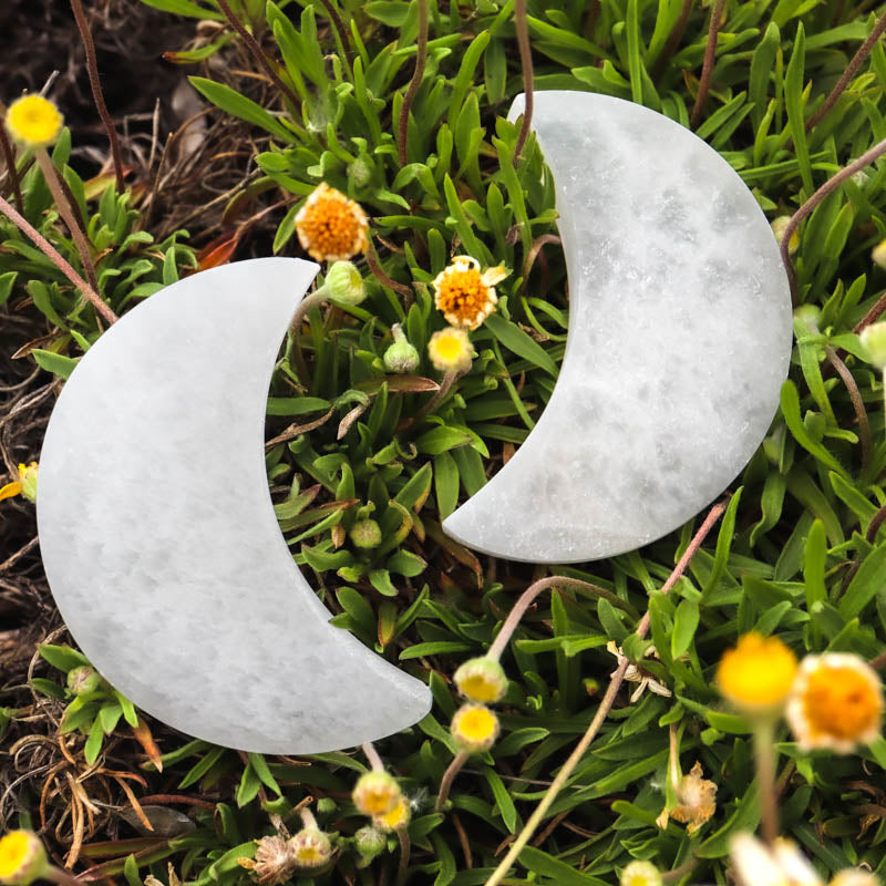 Selenite Half Moon Plate Crystal Carving Crystal Magic