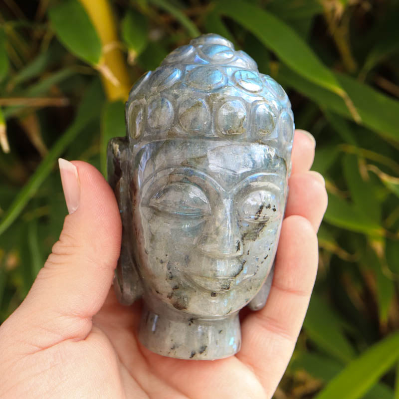 Labradorite Smiling Buddha Head Crystal Carvings Crystal Magic