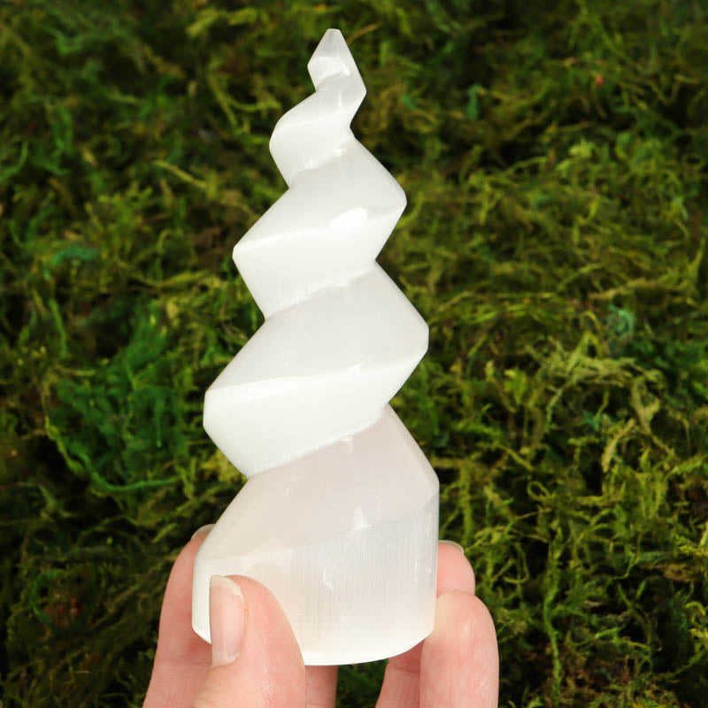 Selenite Spiral Tower Crystal Point Crystal Magic Small