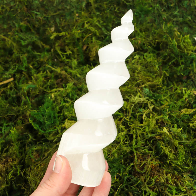 Selenite Spiral Tower Crystal Point Crystal Magic Medium