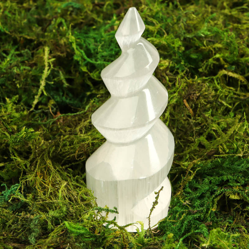 Selenite Spiral Tower Crystal Point Crystal Magic
