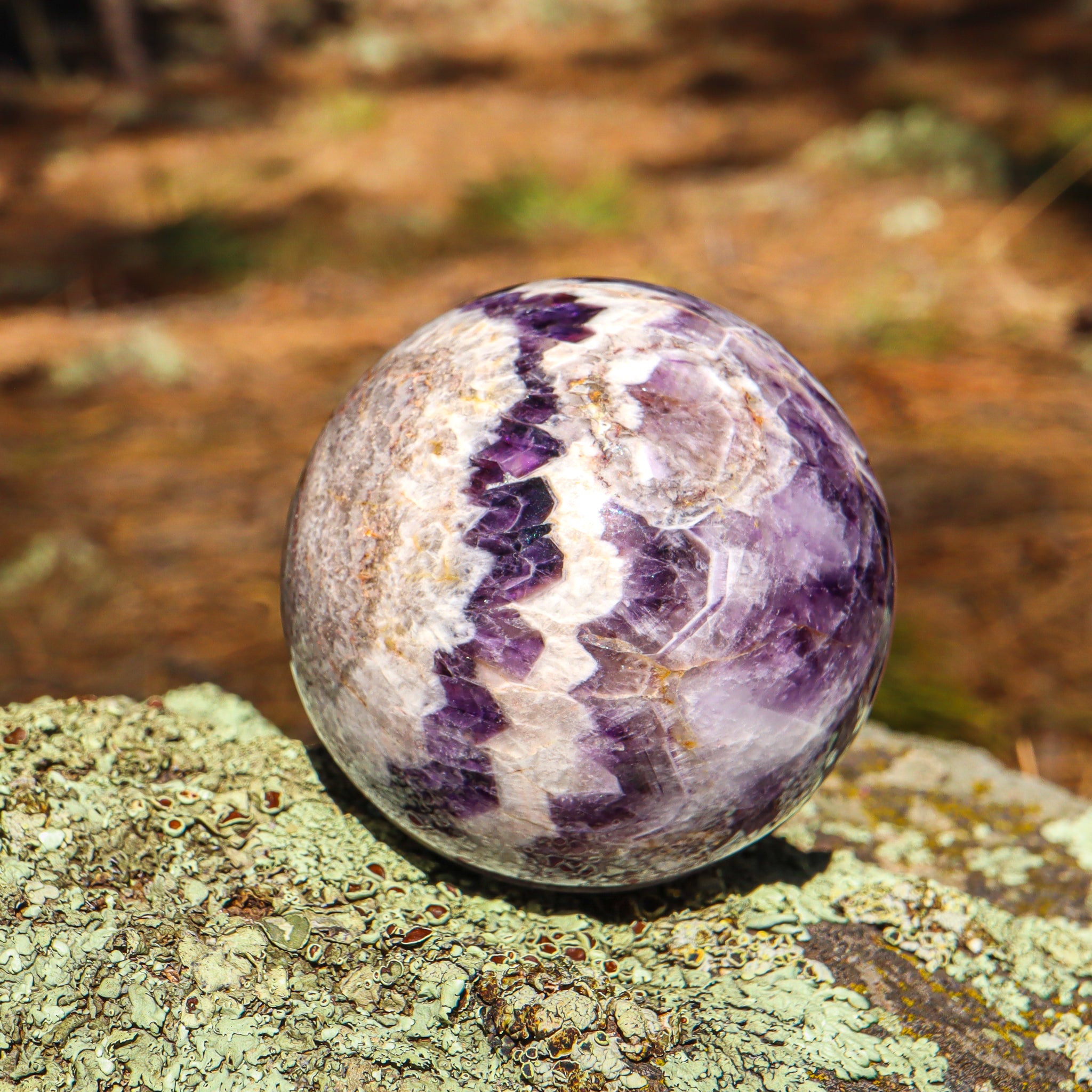 Large Amethyst Chevron Sphere