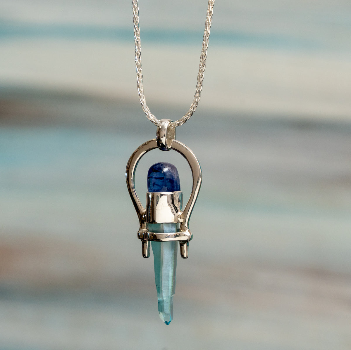 Aqua Aura Quartz Point Pendant