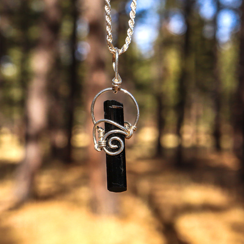 Wire Wrapped Black Tourmaline Pendant