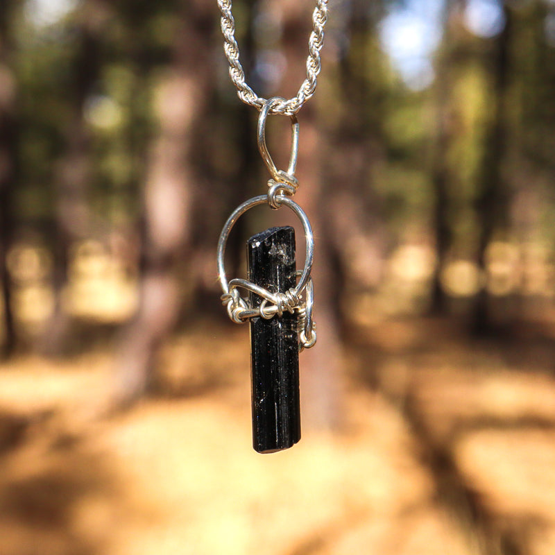 Wire Wrapped Black Tourmaline Pendant