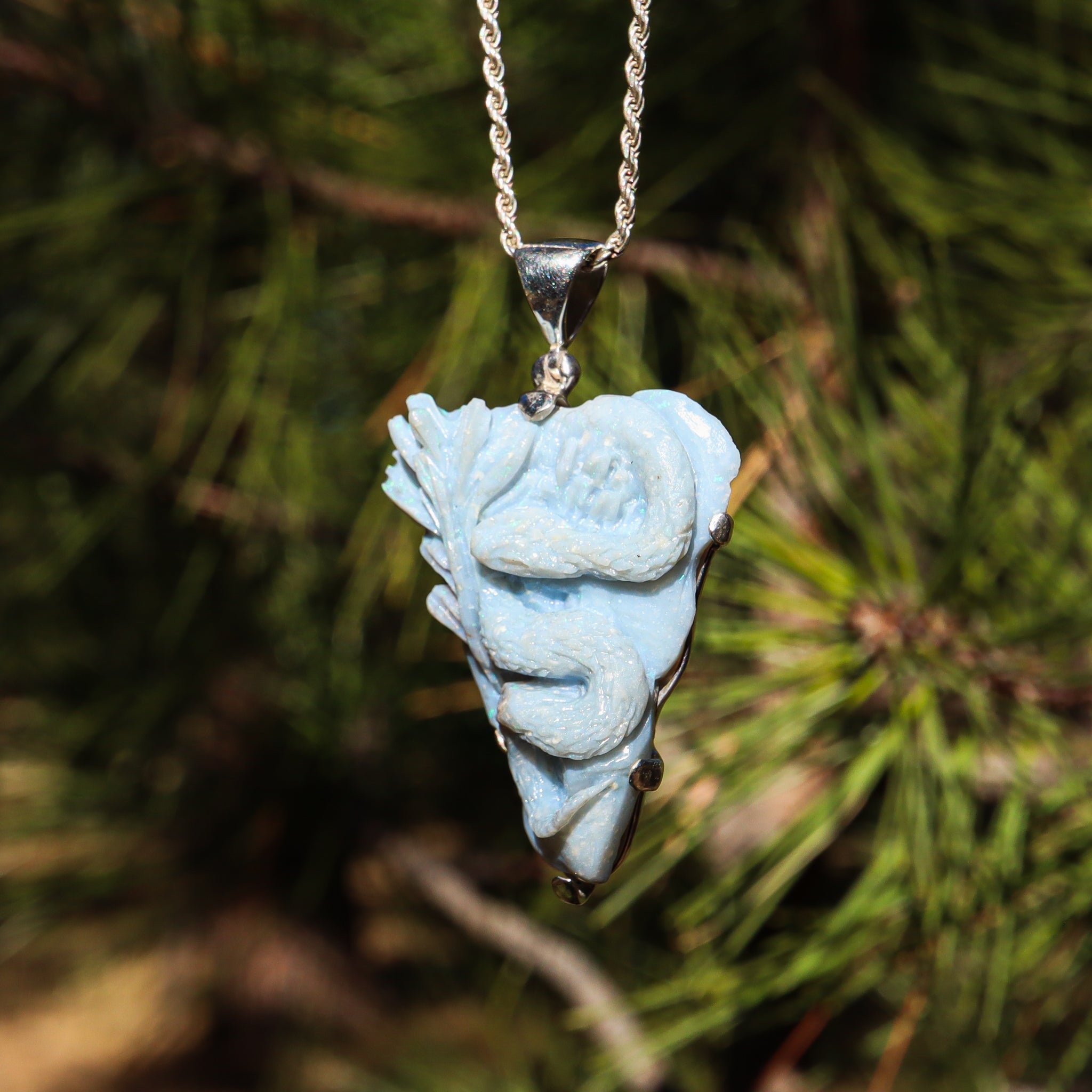 Mexican Blue Opal Pendant