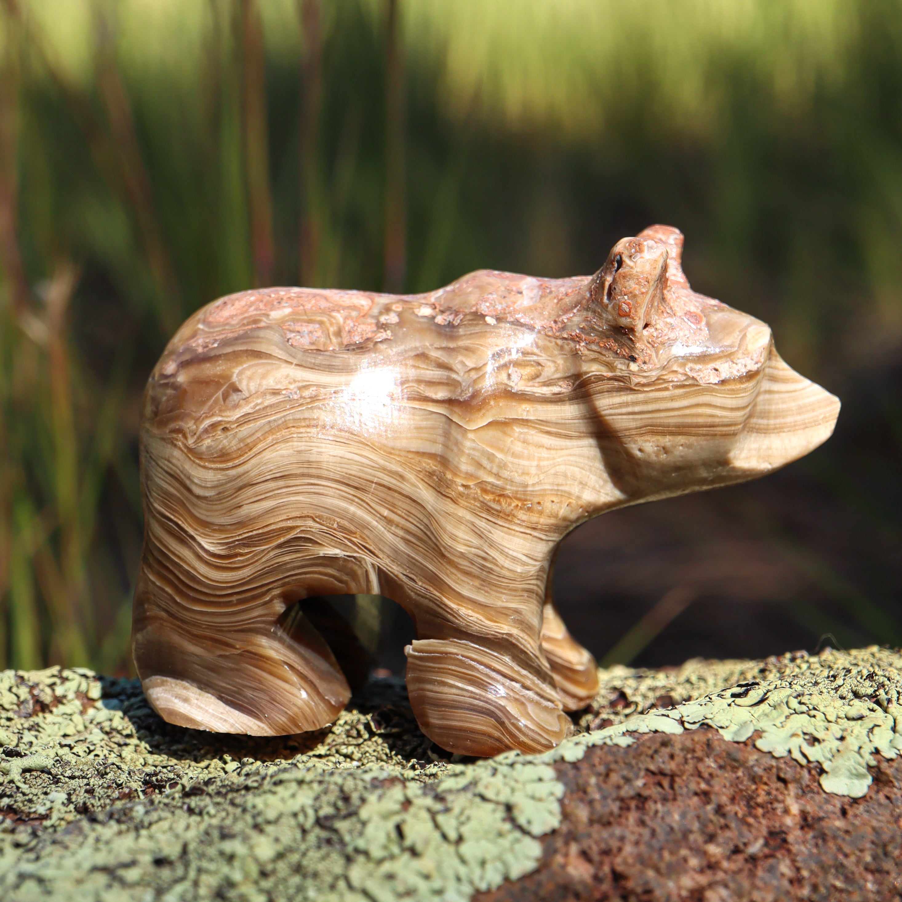Brown Aragonite Bear Carving