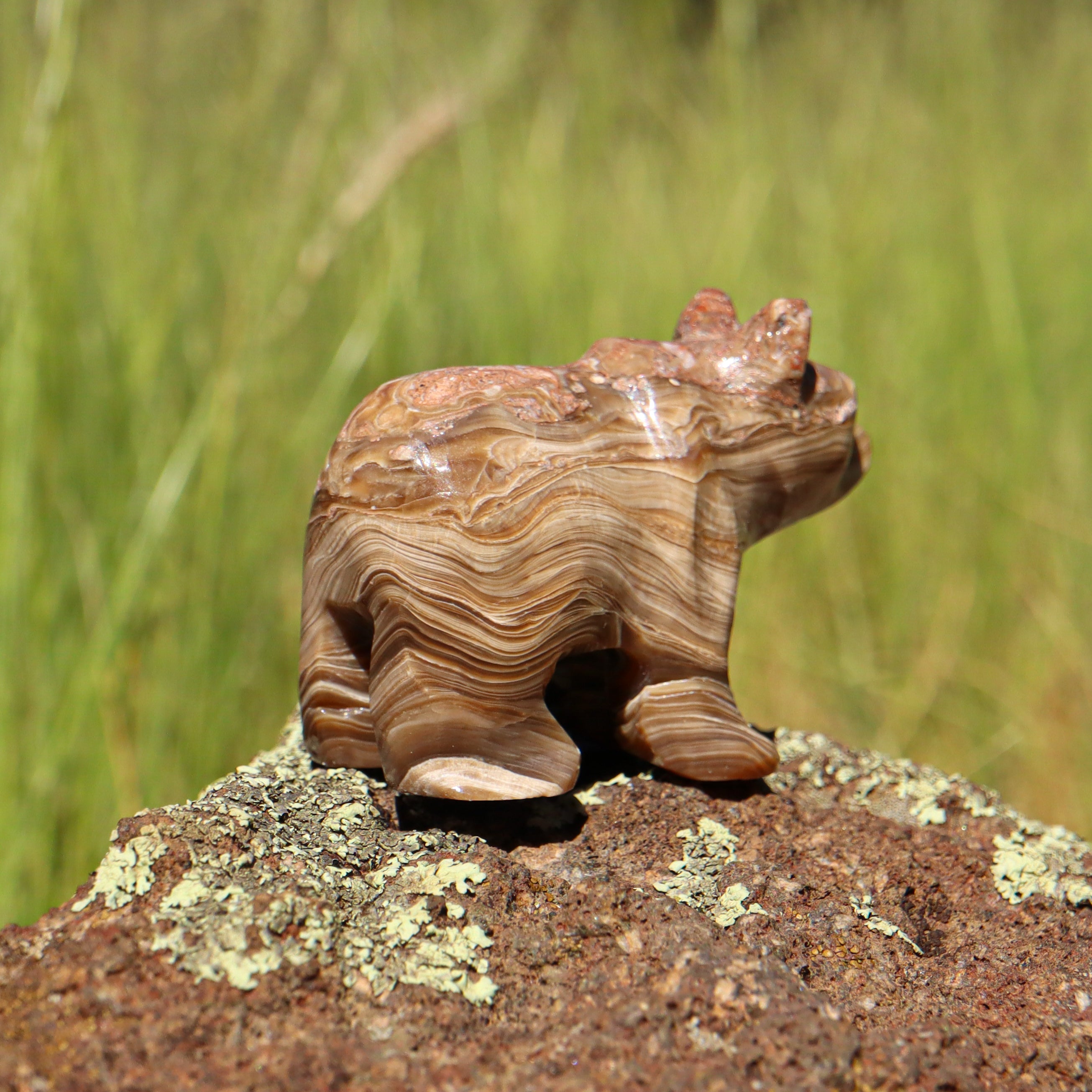 Brown Aragonite Bear Carving