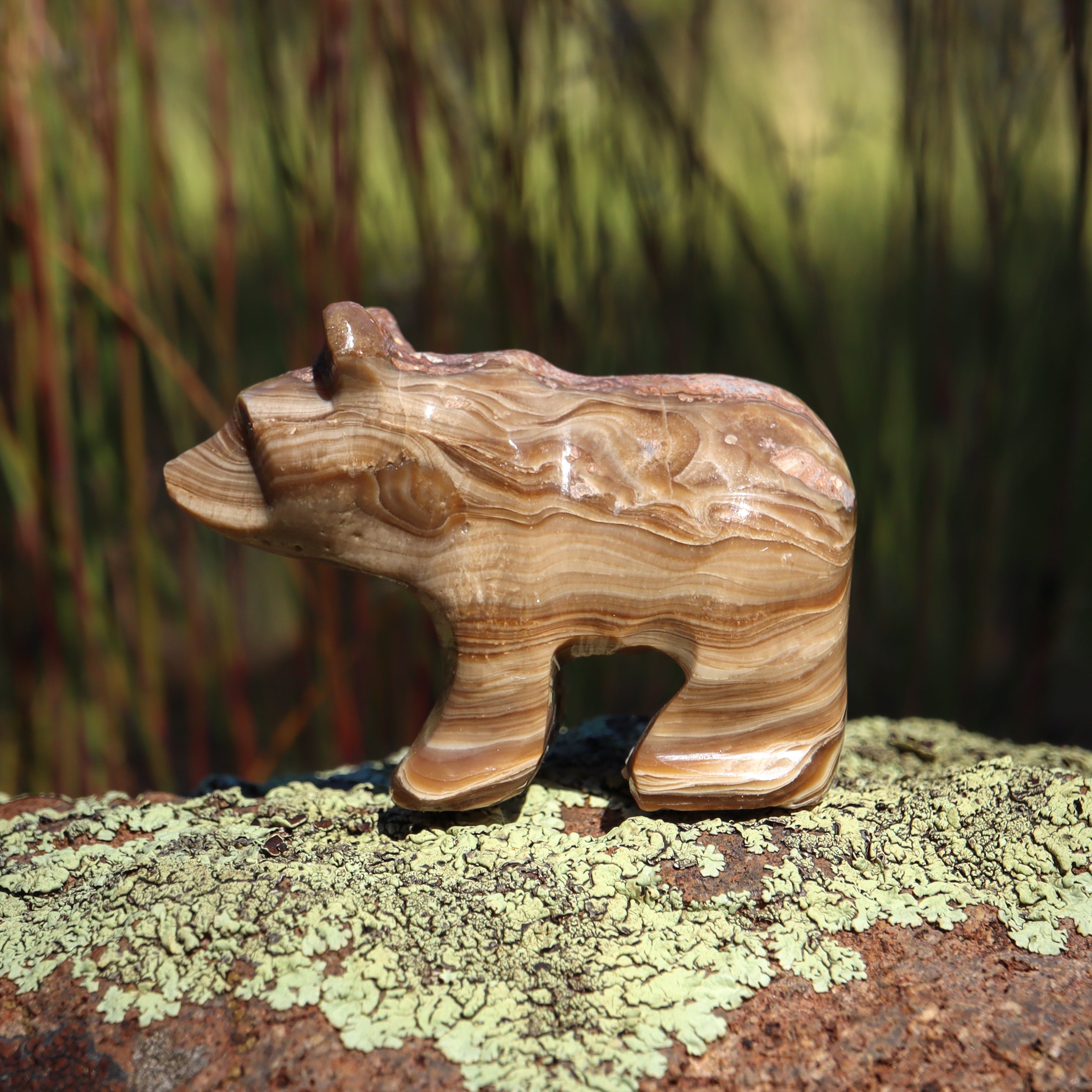 Brown Aragonite Bear Carving