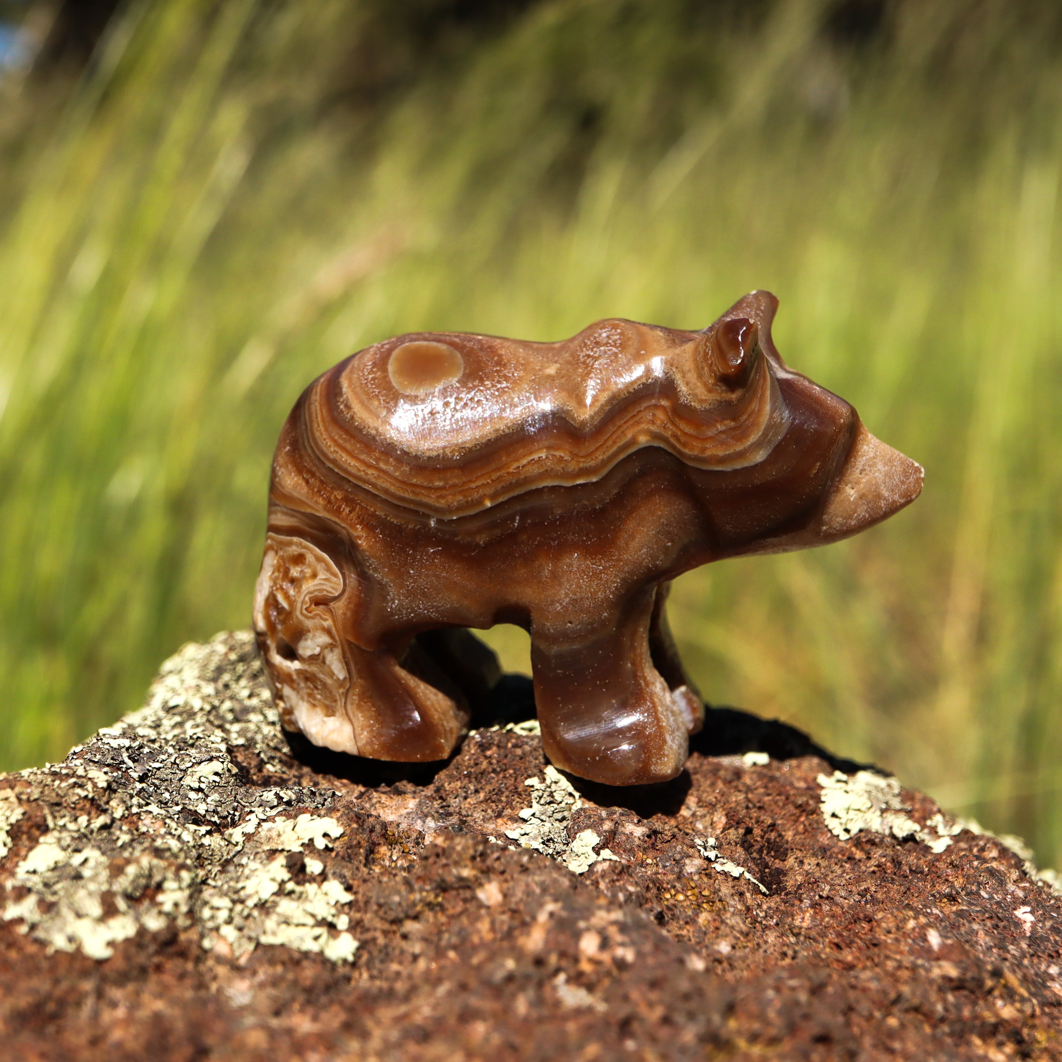Brown Aragonite Bear Carving