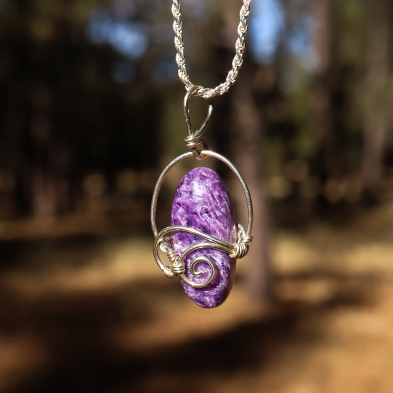 Wire Wrapped Charoite Pendant