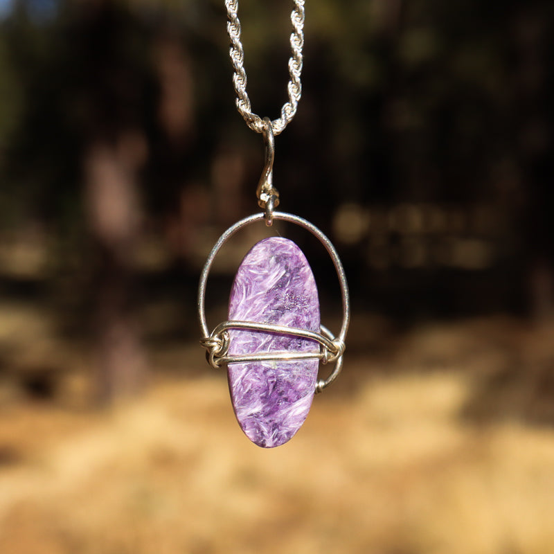 Wire Wrapped Charoite Pendant