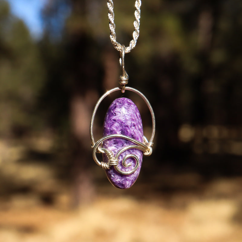 Wire Wrapped Charoite Pendant