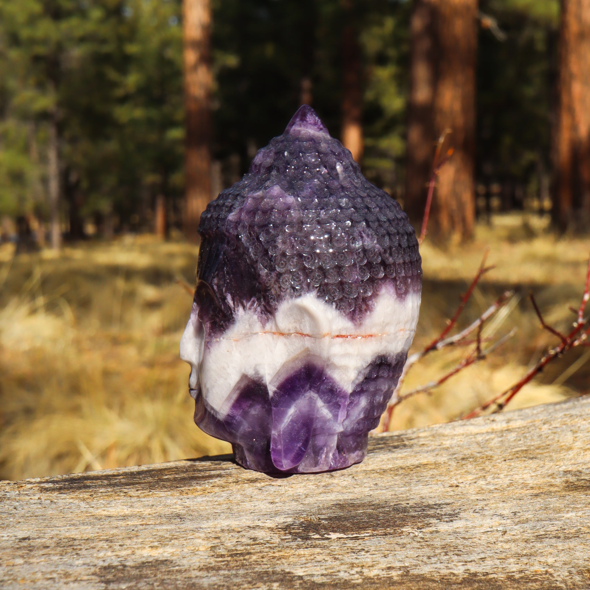 Amethyst Chevron Carved Buddha