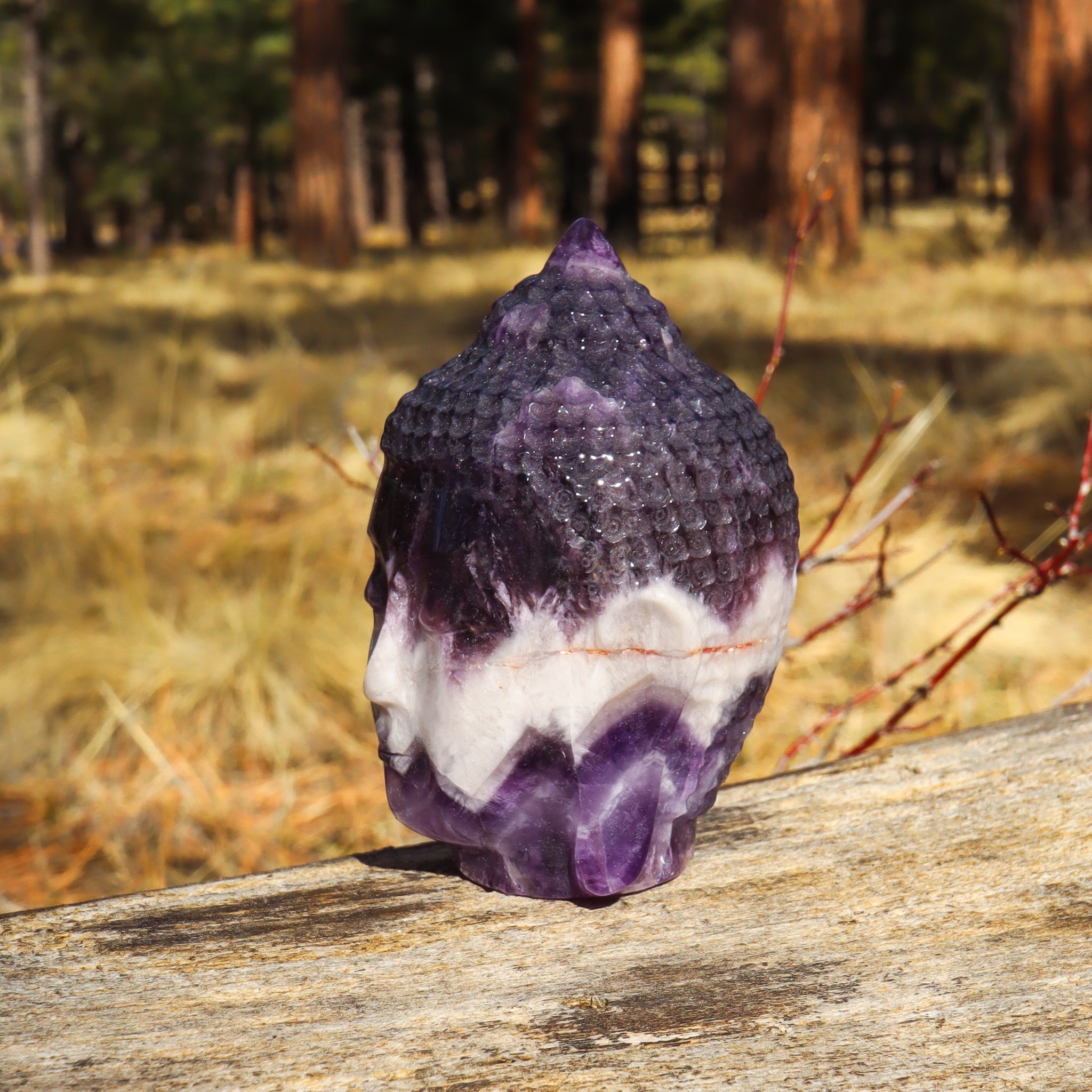 Amethyst Chevron Carved Buddha
