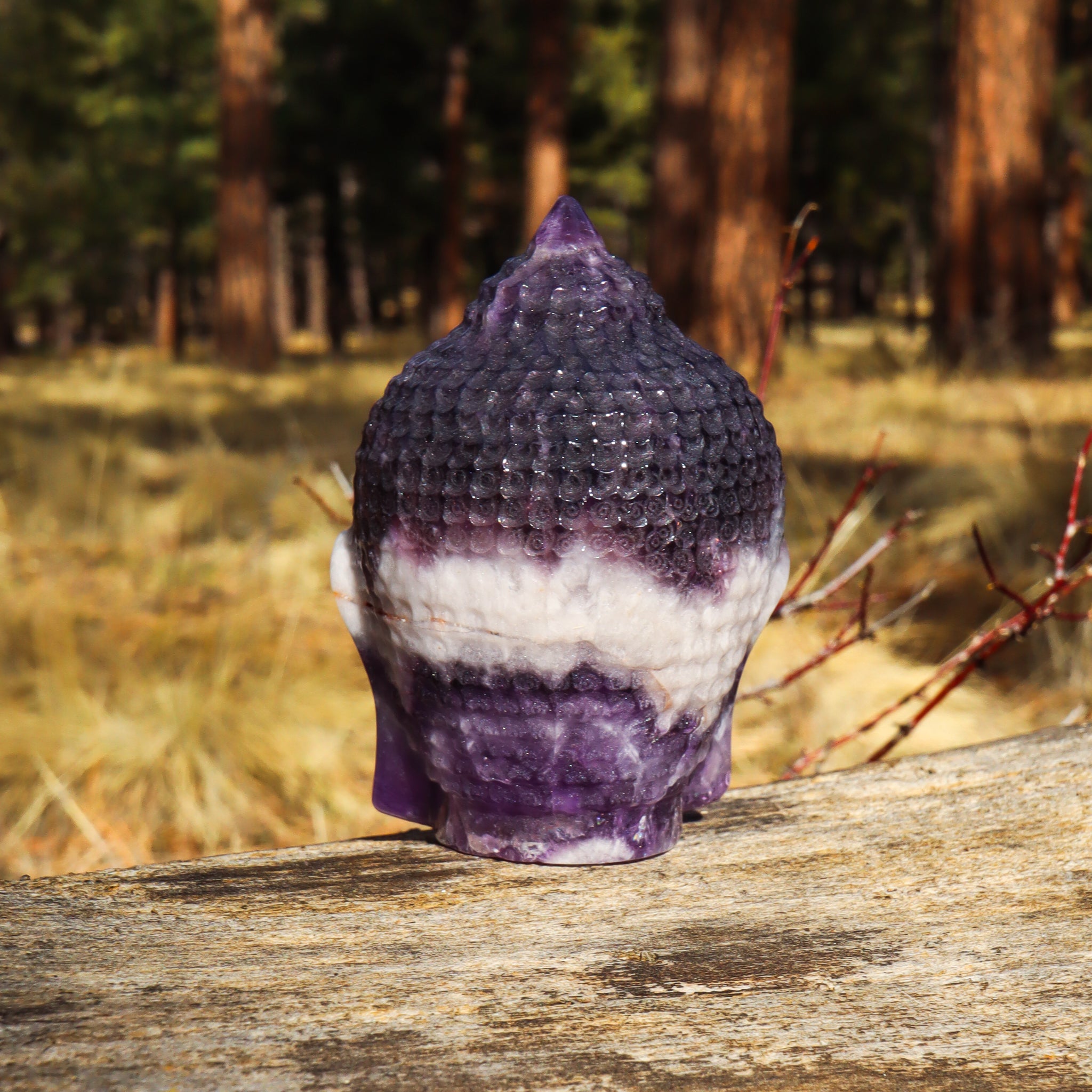 Amethyst Chevron Carved Buddha