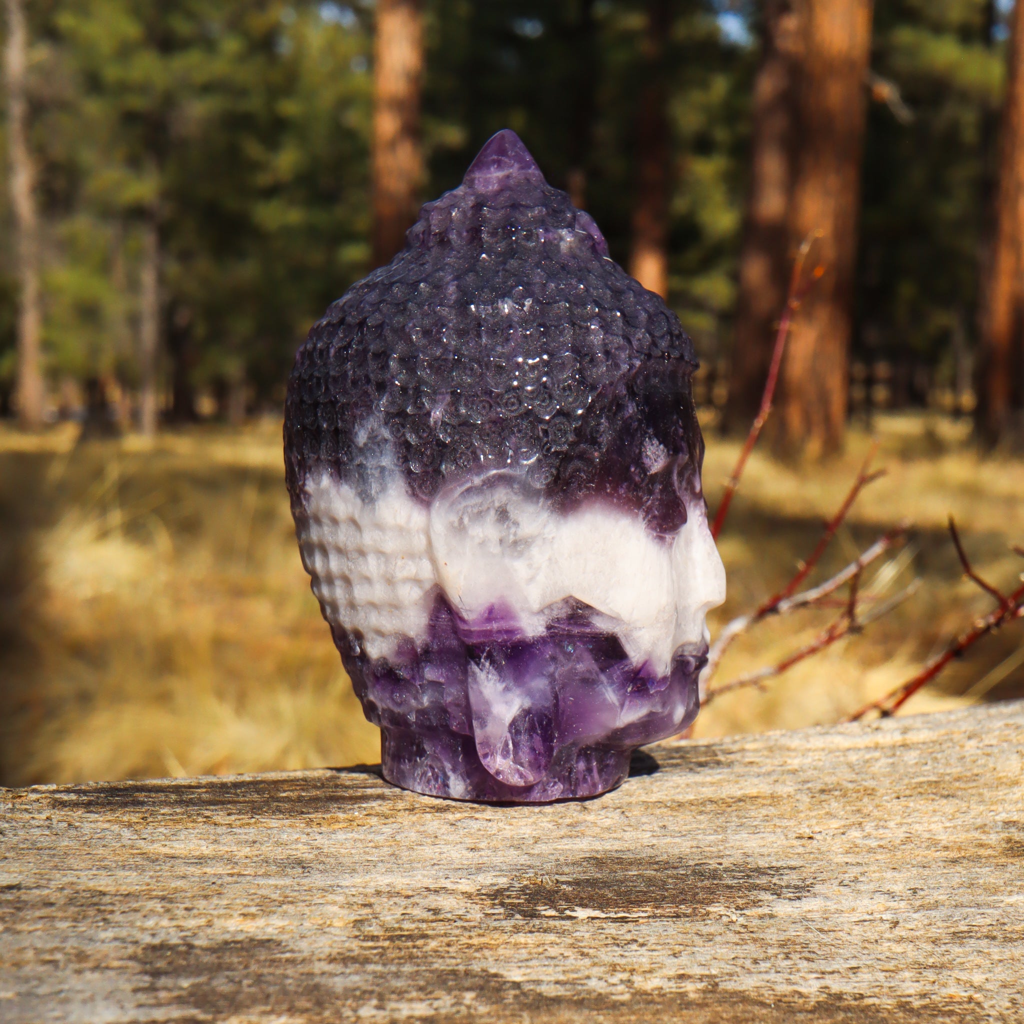 Amethyst Chevron Carved Buddha