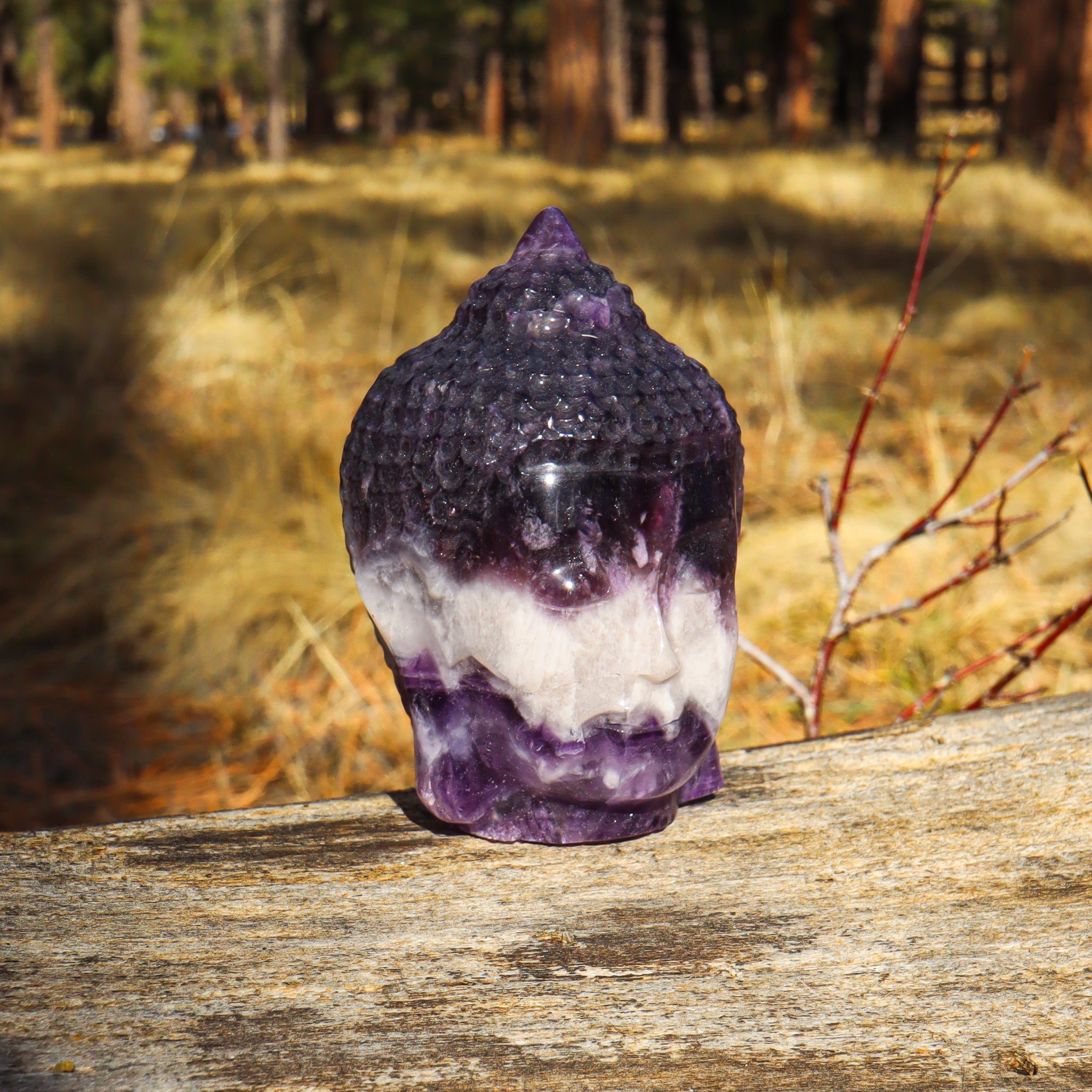 Amethyst Chevron Carved Buddha