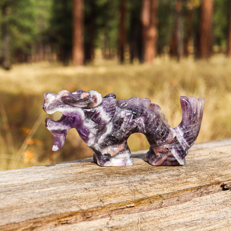 Amethyst Chevron Carved Dragon