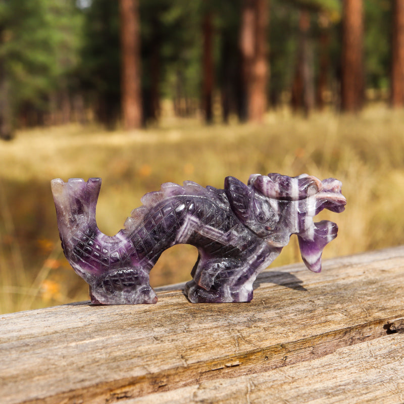 Amethyst Chevron Carved Dragon