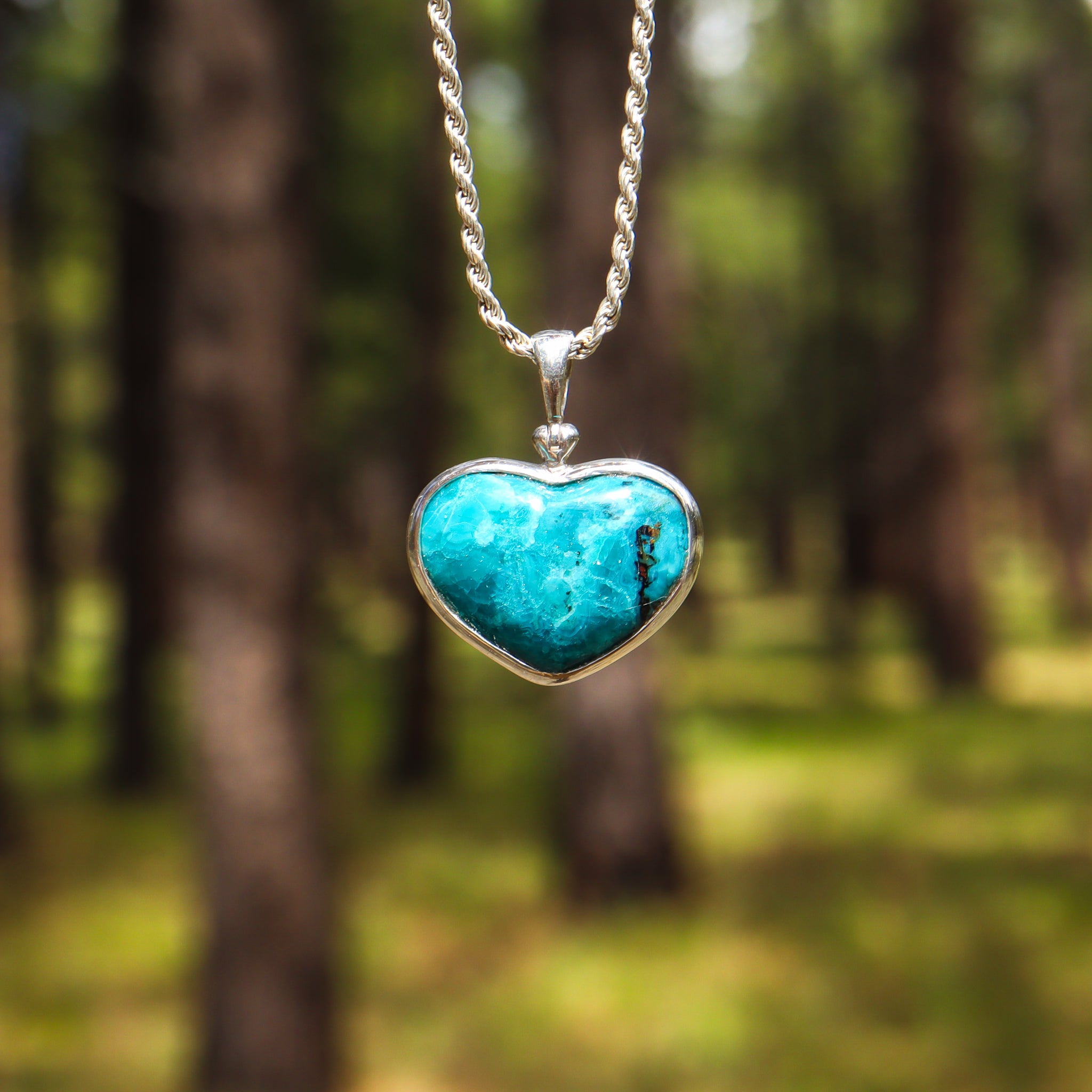 Chilean Blue Opal Heart Pendant