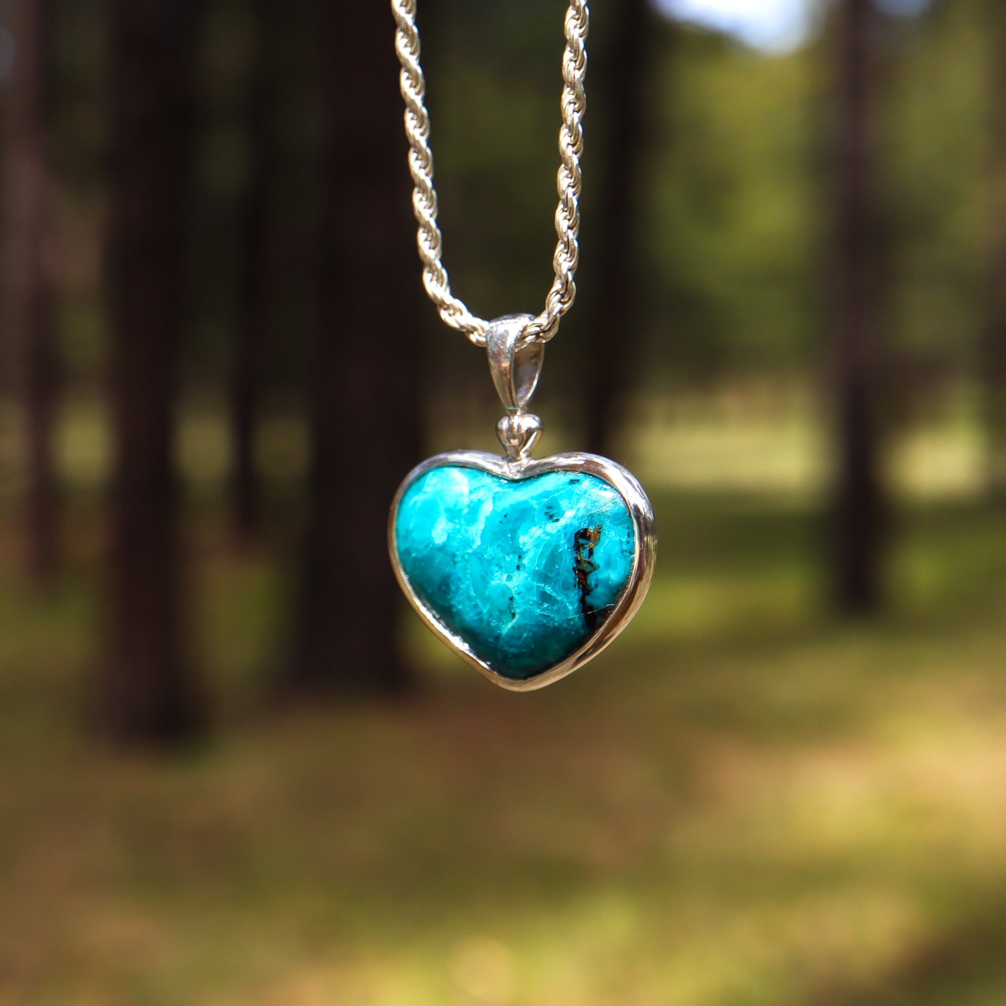 Chilean Blue Opal Heart Pendant