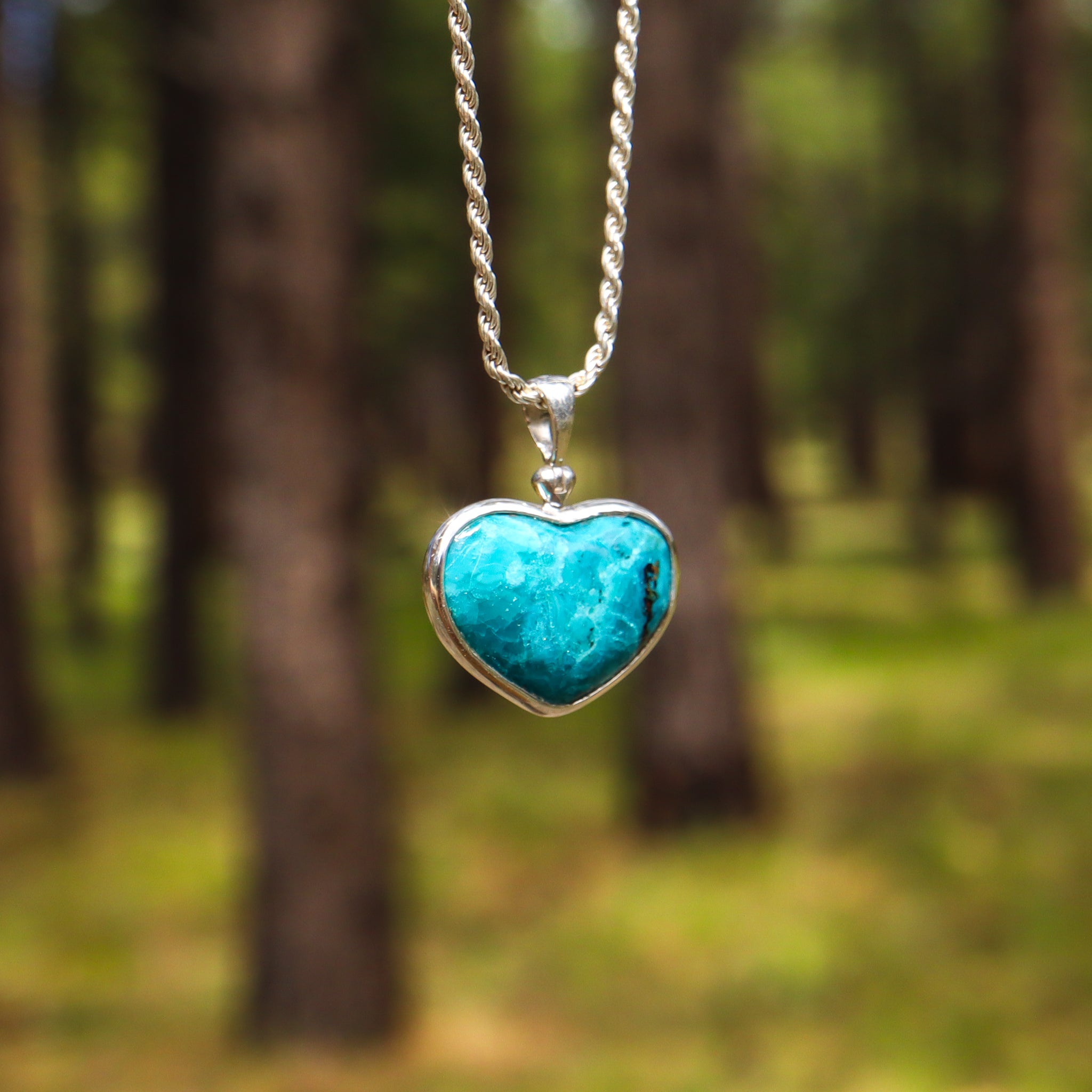 Chilean Blue Opal Heart Pendant