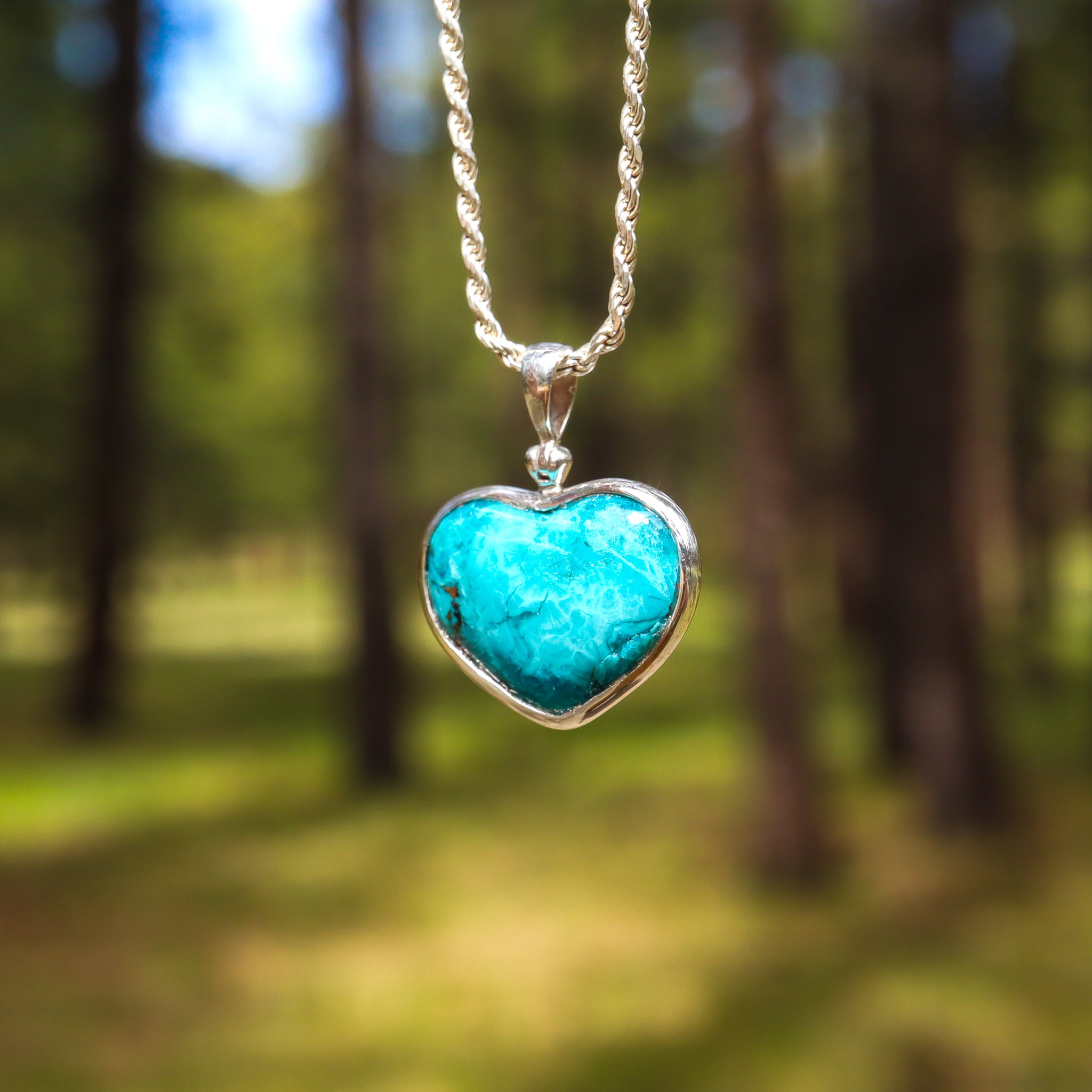 Chilean Blue Opal Heart Pendant