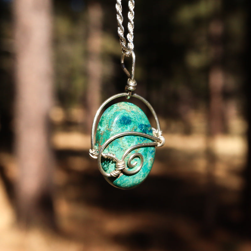 Wire Wrapped Chrysocolla Pendant