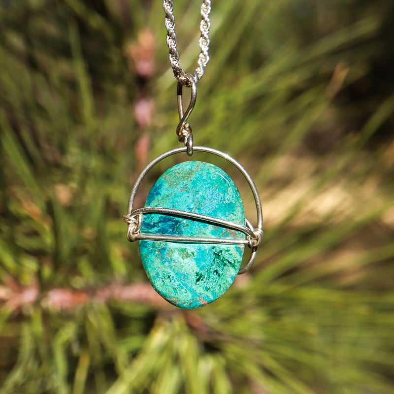 Wire Wrapped Chrysocolla Pendant